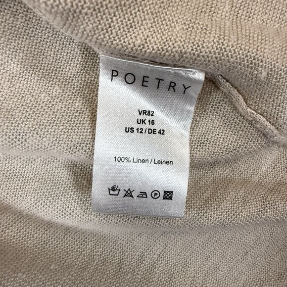 POETRY 100% Linen Button Front Cardigan Womens Top SIZE 12 Tan Neutral Classic - Picture 7 of 9
